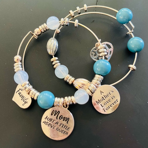 Jewelry - Silver and Blue Charm Bracelet Set